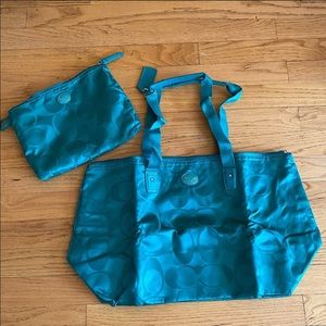 Coach beach bag in a pouch